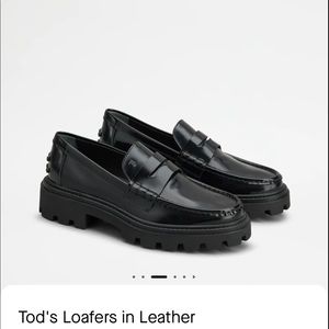 Tods leather loafers Black Shiny lug sole